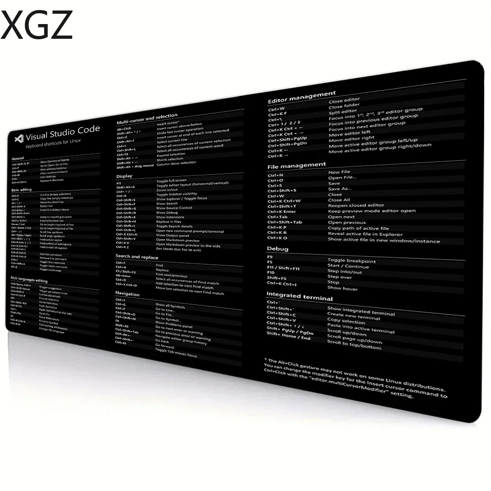 חדש hd 90x40cm סטודיו חזותי linux קיצור דרך משטח עכבר שולחן גדול מחצלת ללא החלקה החלקה מתאים למשרד ובבית.