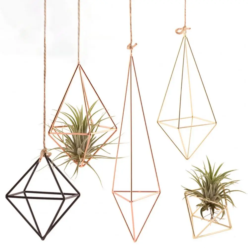 Uchwyt do wieszania roślin stacje propagacyjne szklane Terrarium zakład metalurgiczny stoiska w geometrycznym kształcie żelaznej rośliny dekoracje do domu
