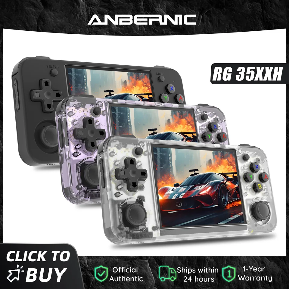 Consolas portátiles Anbernic RG35XX H de 64 bits para jugar videojuegos, pantalla IPS de 3.5 pulgadas 640*480, reproductor de juegos retro, batería de 3300 mAh