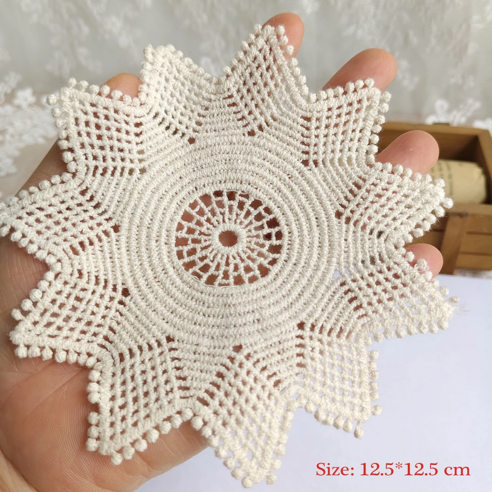 Beige Cotton Embroidery Lace Applique Patches Cloth Stick Mesh Fabric Children\'s Clothing Home Decor Sewing Accessories 24100901