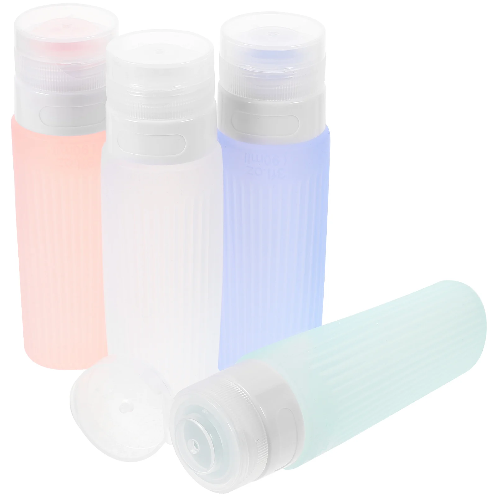 

4 Pcs 80ml Silicone Travel Bottles Reusable Toiletries Containers for Shampoo Shower Gel H Soap Liquid Food Grade Portable