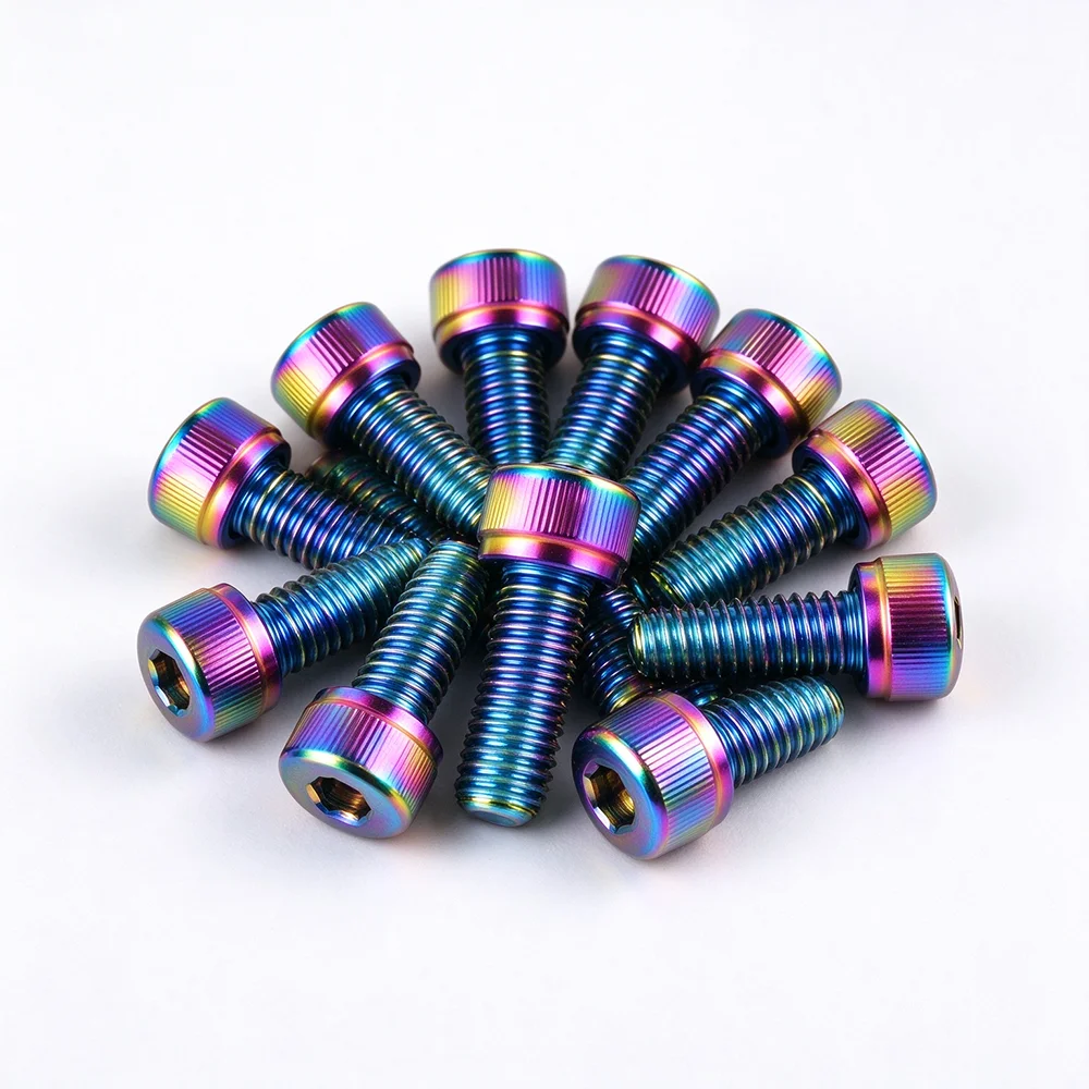 5Pcs M5/M6/M8 Titanium Plated Hex Socket Screws Alloy Steel Colored Peptide Burning Motorcycle Body Bolts  Fasteners