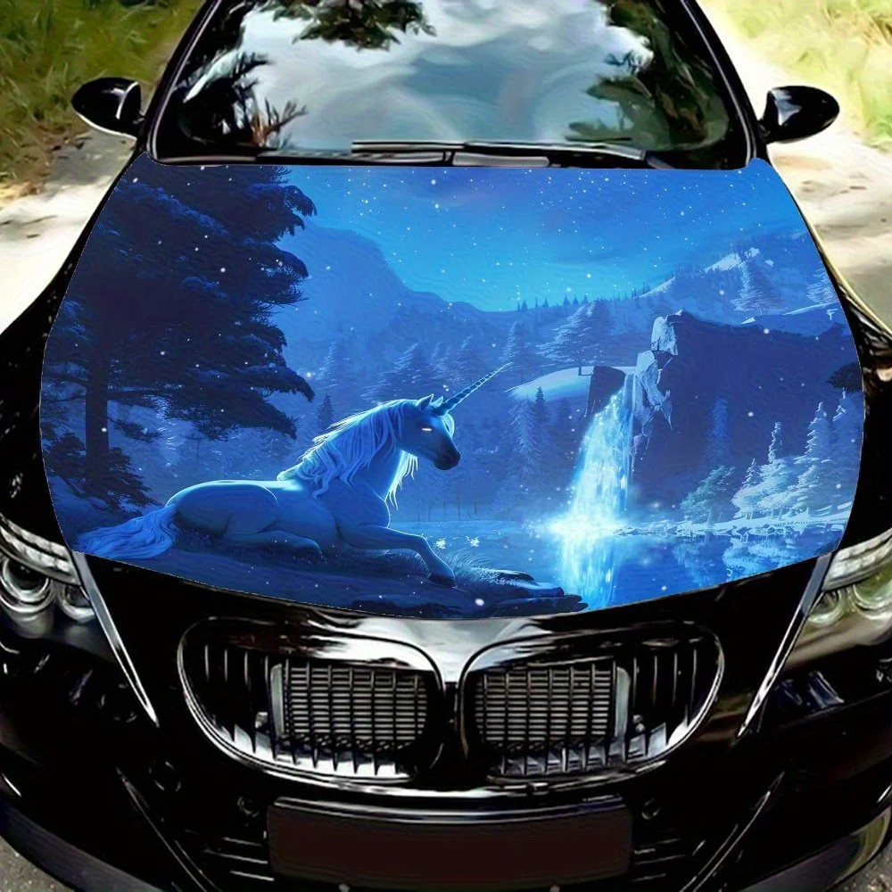 

Unicorns In The Forest At Night Car Hood Wrap - PVC Decal Sticker For Trucks, Bonnets & Cars, Universal Fit, Stylish Graphic Des