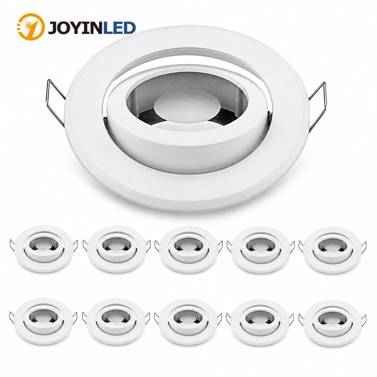 JOYINLED IP44 GU10 LED Spotlight Fitting Mounting Frame 1/10PCS Zinc Alloy with Glass Lens Round LED GU10 Ceiling Lamps Fixture
