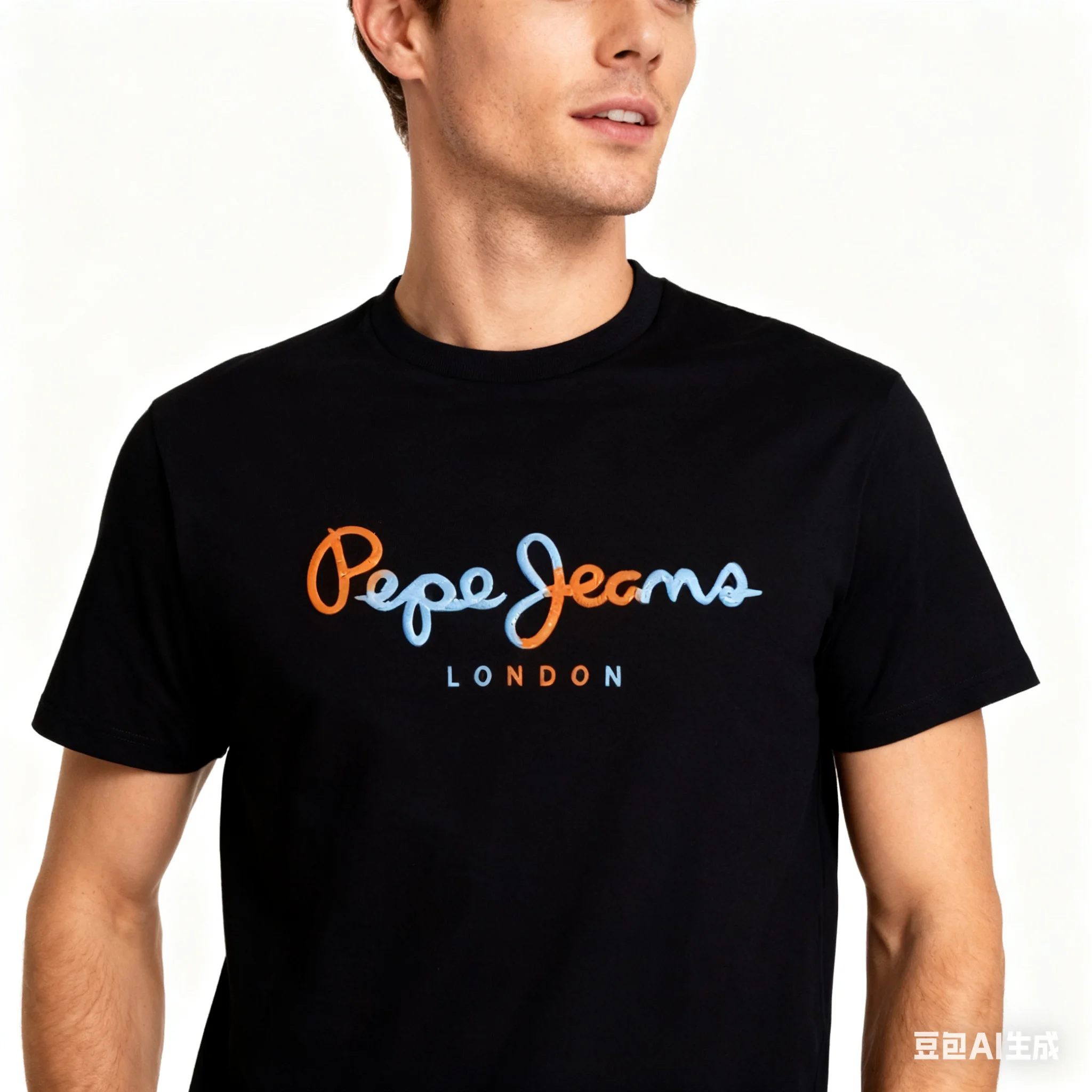 Camiseta con cuello redondo para hombre, estampado de letras degradadas vibrantes, manga corta, tela suave, Top informal para uso diario con tipografía elegante