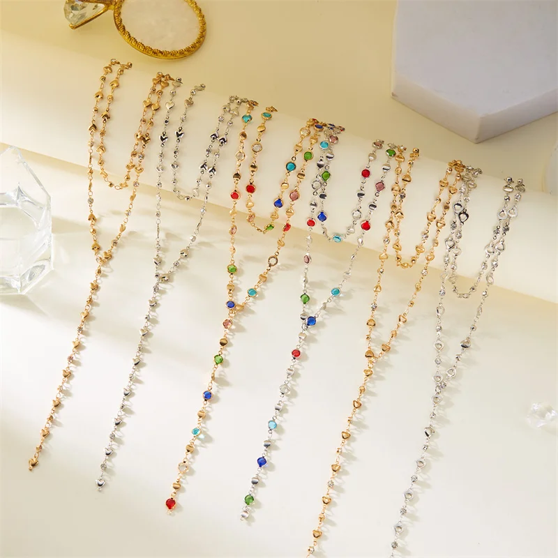 Böhmische bunte Kristall-Zirkon-Halskette für Frauen, glänzende Strass-Y-förmige lange Quasten-Halskette, trendige Y2K-Schmuckgeschenke – Detail 7
