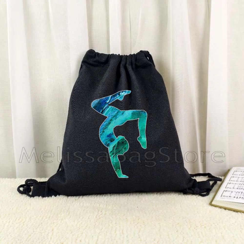 Gymnast Yoga Dance Collage Ballet Dancer Cute Gifts Gymnastics Girl Drawstring Bags Soccer Backpack Gym Yoga Sackpack String Bag
