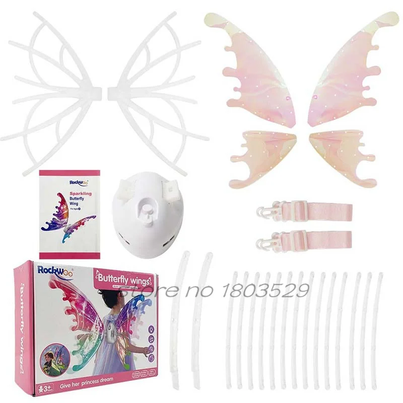 عروض مهرجان مشهد الزفاف الكهربائية فراشة الجناح التلألؤ الموسيقى قابل للتعديل حزام الكتف لعبة جناح قزم الكهربائية