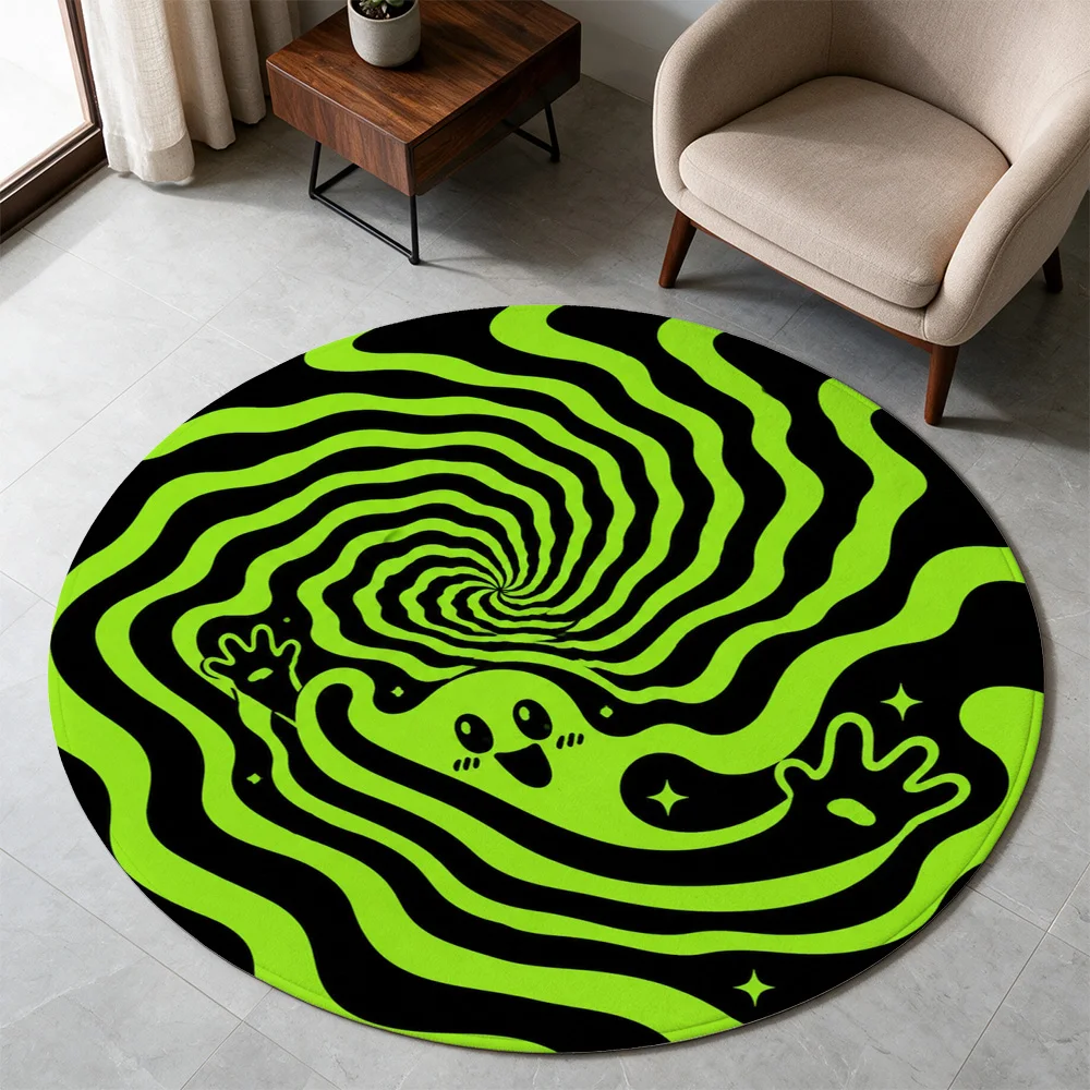 Fun Psychedelic Swirl Spiral Area Rug for Living Room Hallway Nursery Boho Chic Decor Mat