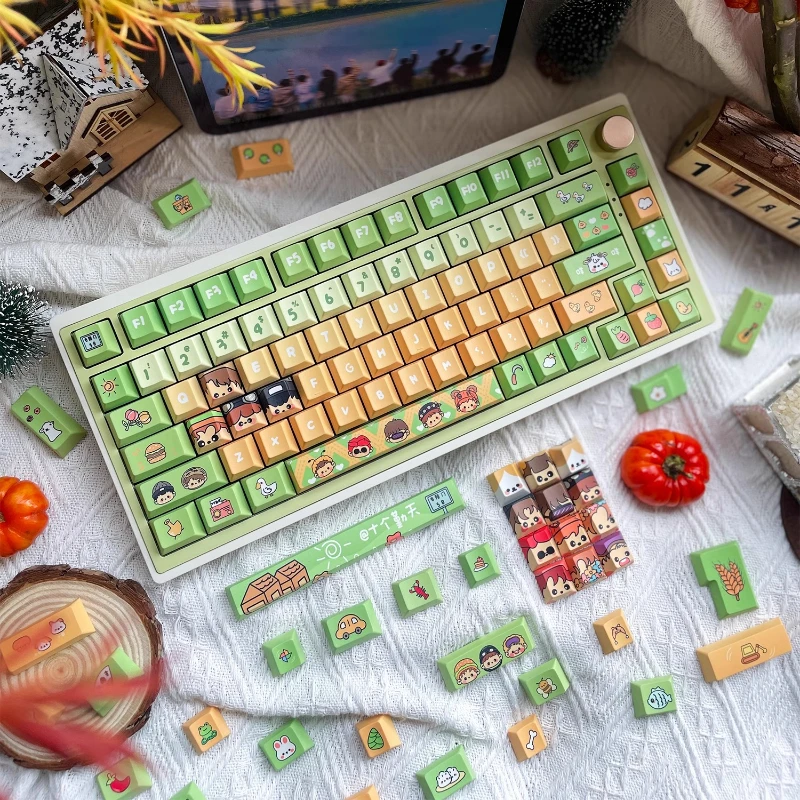 FkkeysTen Diligent Keycaps Customized Sublimation PBT Cherry Profile Key Cap Cute Cartoon Anime Original Design Artisan Key Caps