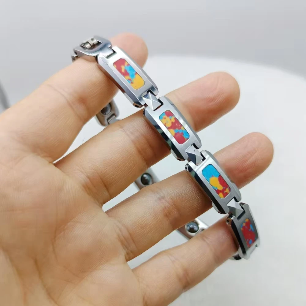 Handmade Tungsten Bracelet Tibetan Jewelry Good Luck Natural Colorful Stone Bracelets For Men Male Husband Valentines Day Gifts