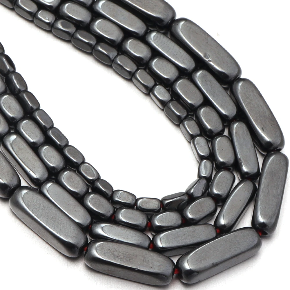 28-108 Stück Quadratische Zylindrische Schwarze Hämatit-Perlen Naturstein-Abstandsperlen für Schmuckherstellung DIY Armband Halskette Zubehör – Detail 3