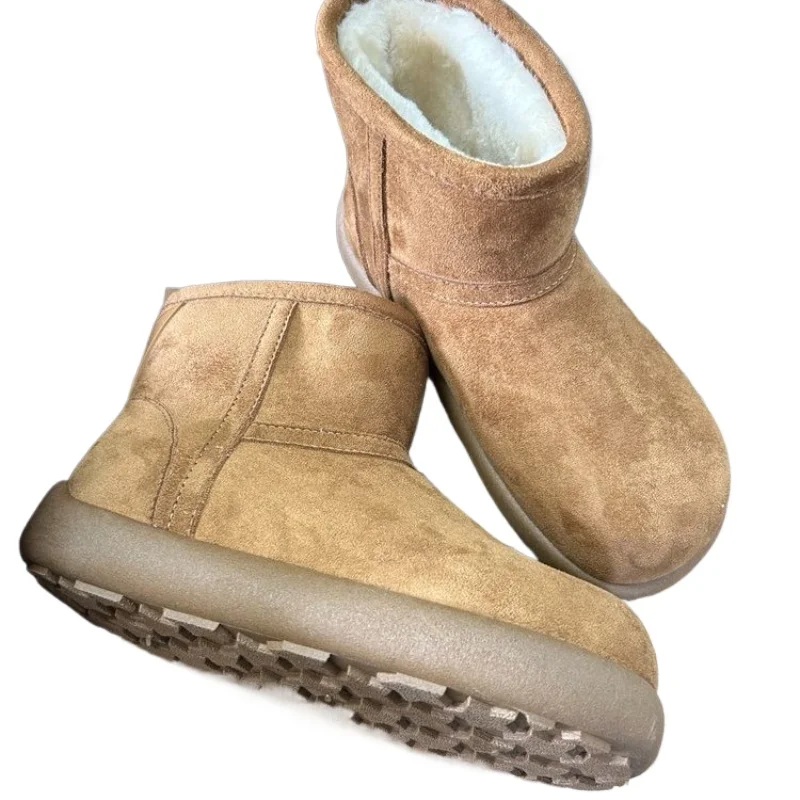 2026 Women  Fashion Winter New Snow Boots Warm Plush Slip-on Solid Female Ankle Boot Ladies Comfortable Shoes Non-slip 35-40