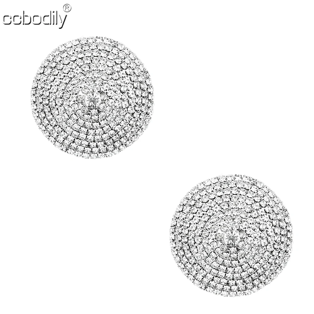 

Sexy 1Pair Rhinestone Decor Nipple Cover Women Fashion Bra Nipple Stickers Reusable Silicone Metal Nipple Pasties Chest Stickers