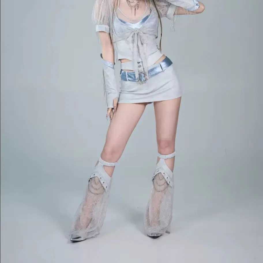 Original Design Punk Girl Mesh Hollow Out Wasteland Leg Cover Subculture Y2k Leg Warmer Leg Sleeve Gothic Women Clothing