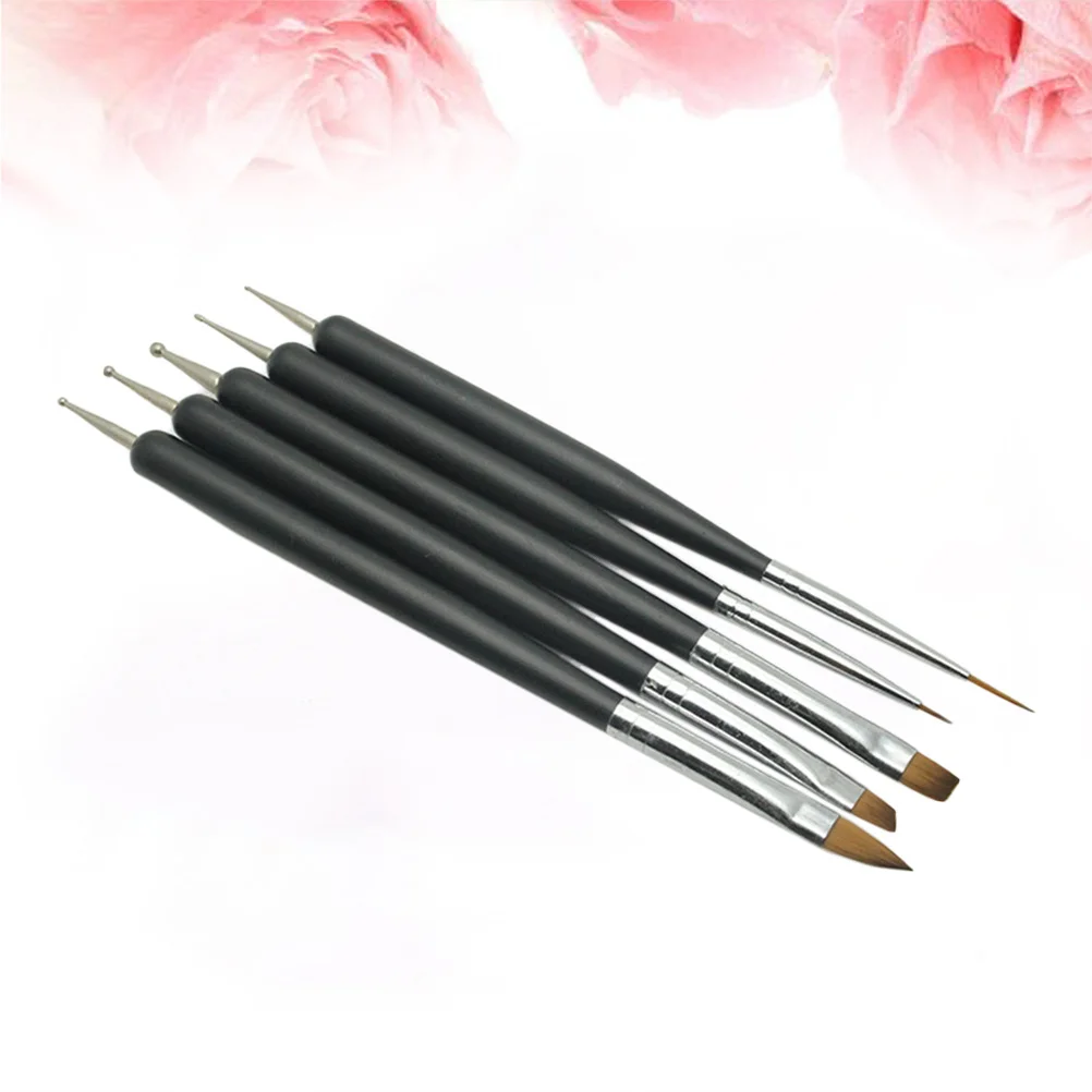 

5Pcs Double Tip Nail Art Pen Set with Ball Stylus and Nylon Brush for Dotting Painting Manicure Design Tools Kit