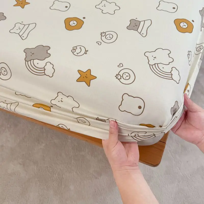 Bonenjoy Soft Bed Cover Cartoon Style Fitted Sheet Pure Cotton Bed Linen Adults Kids Room Bedsheet couvre lit (No Pillowcase)