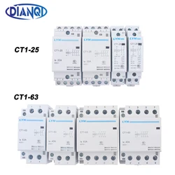 auxiliar de partida KOHTAKTOP CT1-25 16A 25A 20A 2P 2NO 4P 4NO CT1-63 32A 40A 63A 230v 50or60HZ Din rail Household AC Contactor