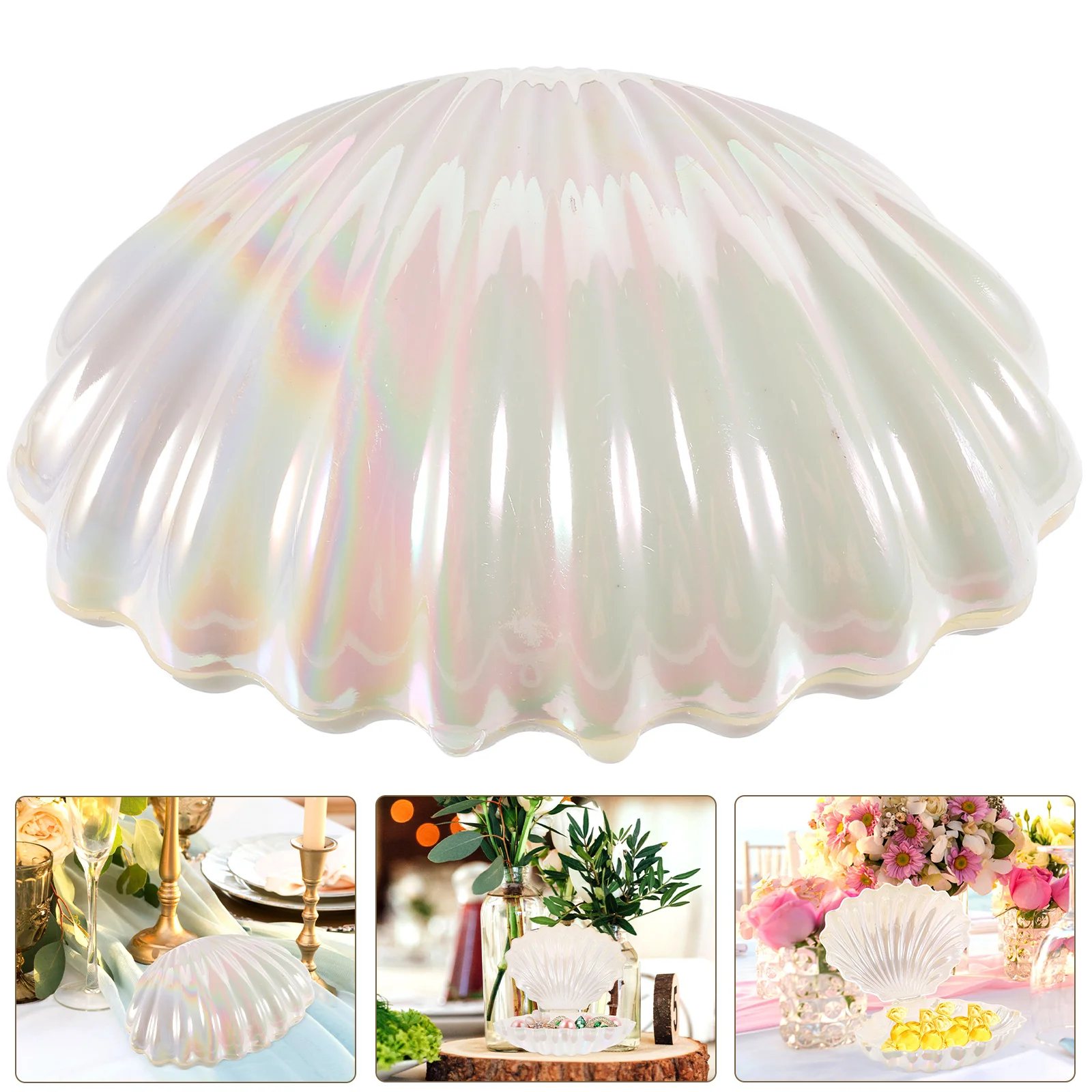 

Mermaid Party Decor Candy Table Containers Pearlescent Shell Outfit Jewelry Tray Boxes for Gifts