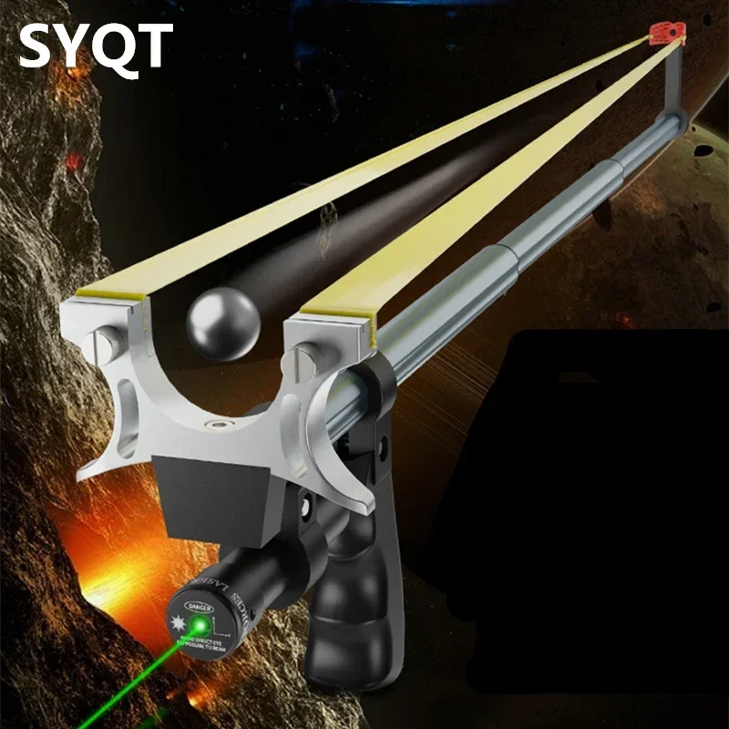 Outdoor Hunting and Shooting High Precision Telescopic High Power Stainless Steel Straight Rod Catapult Laser Flat Rubber Band