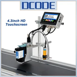 Impresora de inyección de tinta Industrial en línea DCODE 130PLUS, boquilla de 12,7/25,4mm con pantalla de 4,3 pulgadas, código de barras QR, número de lote, logotipo, fecha