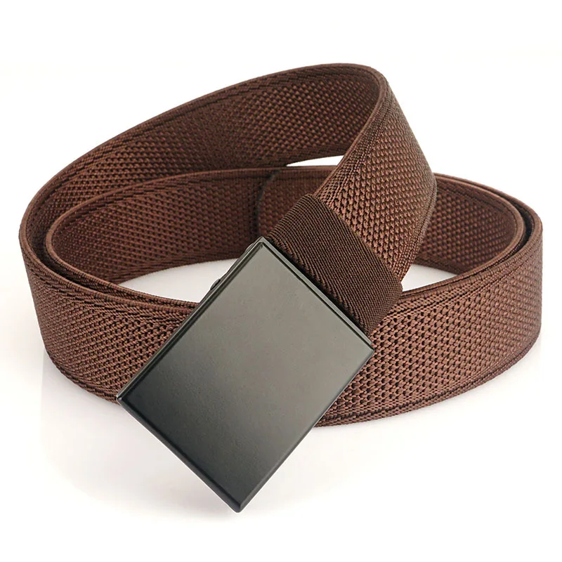 New Plate Buckle Nylon Elastic Belt Casual Simple Stretchy Waistband Fashion Versatile Woven Belt for Men