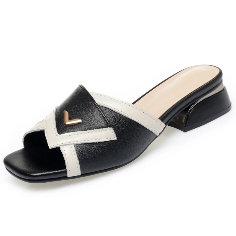 

AIYUQI Women's Slippers Summer 2025 new Color Matching Female Shoes Genuine Leather Large Size Flip Flops For Women