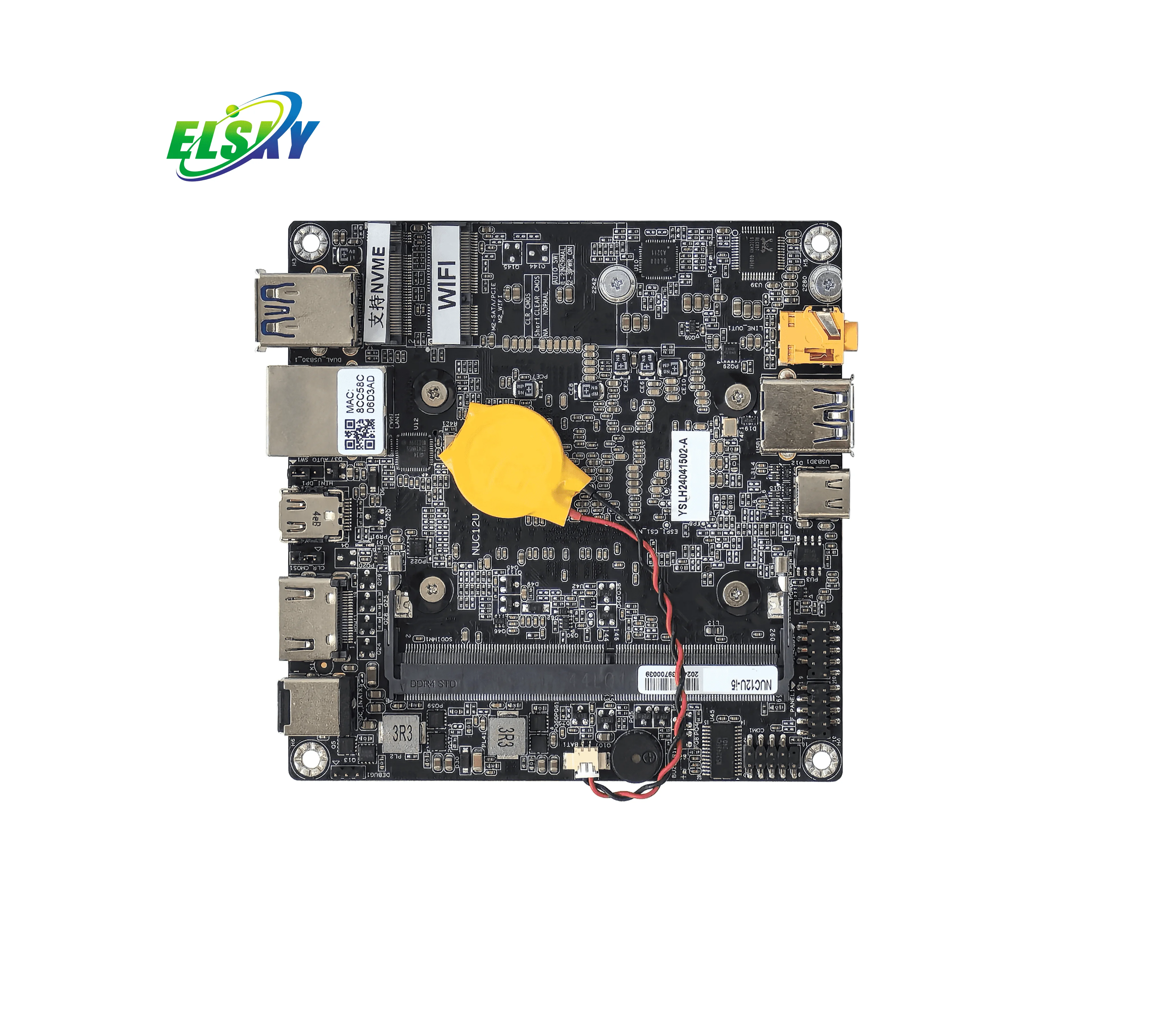 New ELSKY New  Desktop Mini PC Board NUC 12U 12th Gen I3/I5/I7 CPU 32GB DDR4 Single Channel SATA MiniDP/Type-C Ports IoT