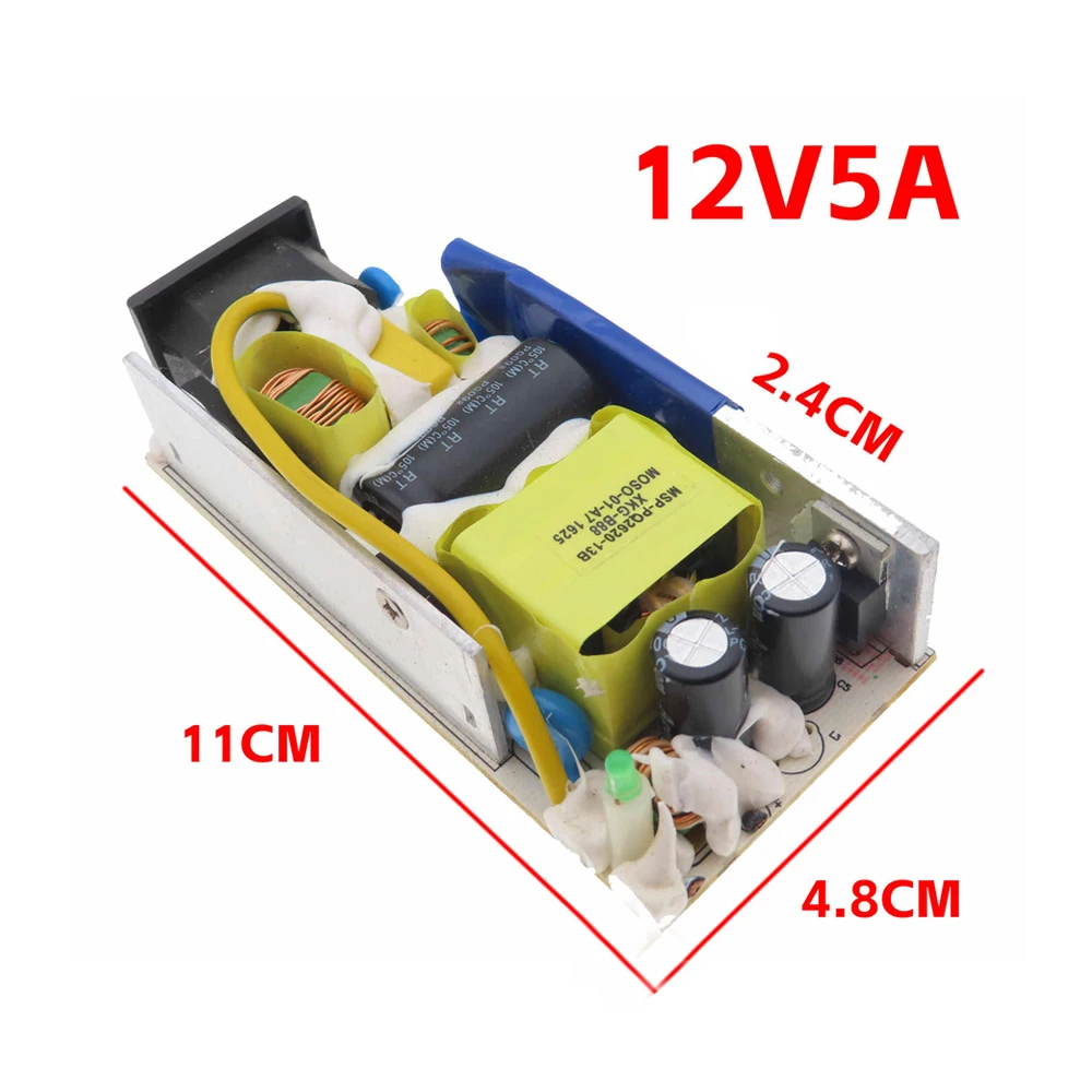 Papan catu daya DC 12V 5A konverter AC-DC AC110-240V ke 12V Buck modul catu daya Step Down 5A papan Bare daya