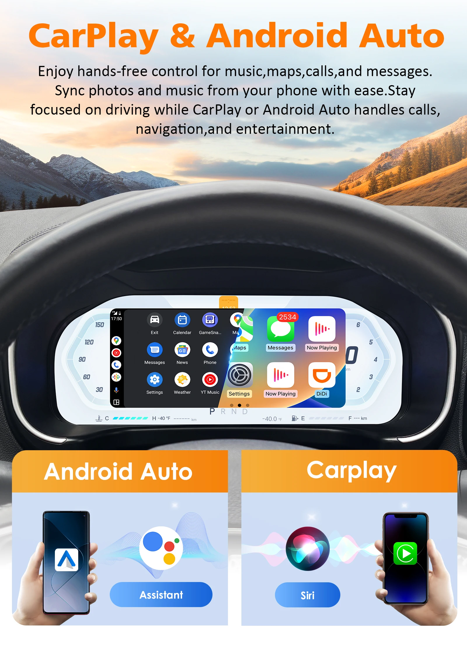 Hizpo 12,3" Carplay Android Auto LCD-Dashboard-Bildschirm für Renault Koleos 2016-2019 Digitales Auto-Instrumentencluster – Detail 6