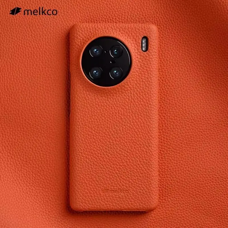 

Melkco Genuine Leather Phone Case for Vivo X90 Pro Plus With Metal Camera Lens Protector Luxury Plain Cowhide Protective Cover