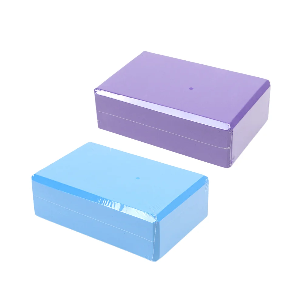 2pcs Yoga Pilates EVA Block Bricks Home Exercise Tool Stretching Aid (Sky Blue and Purple)