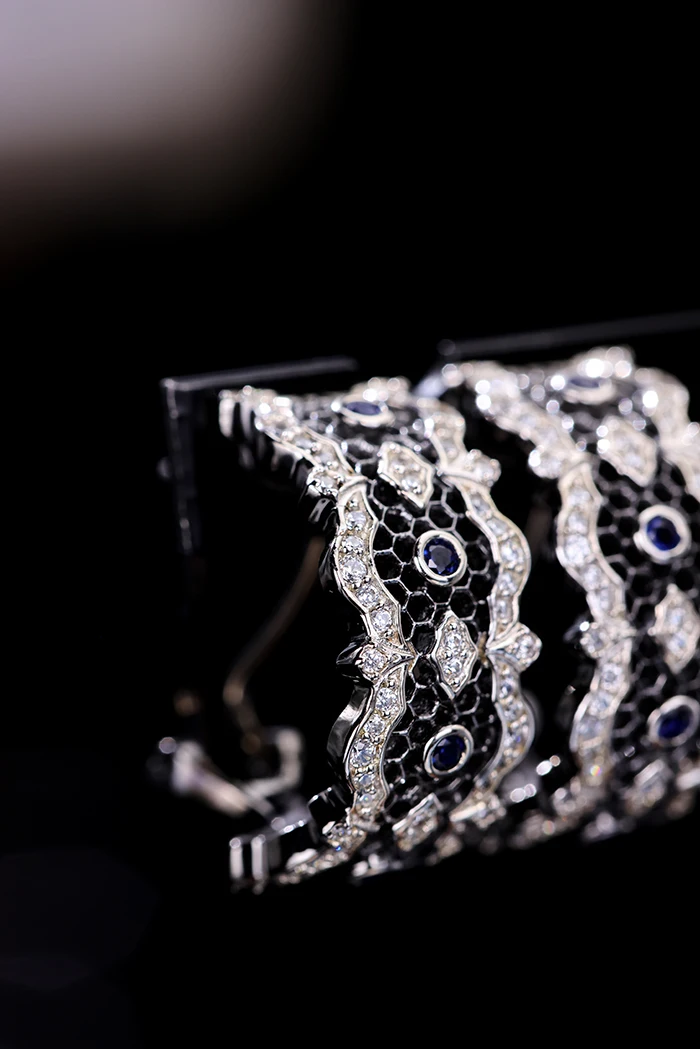 CMajor S925 Sterling Silver Brushed 5A Blue CZ  Clip Earring Italian Craft Elegant Vintage Jewelry Party Wedding Gift for Women