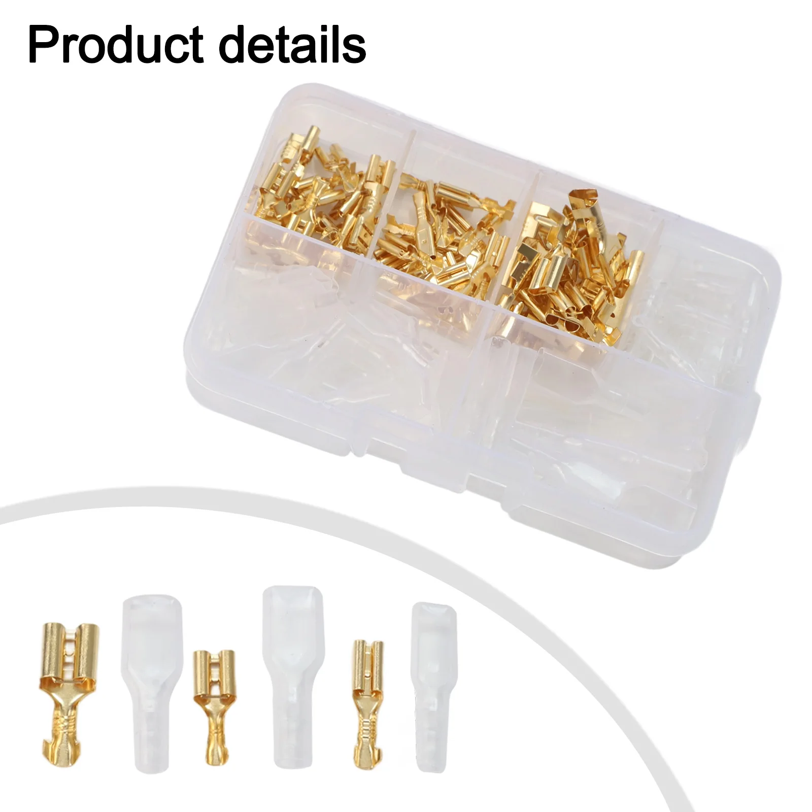 120-Piece Flat Spade Terminal Kit with 2.8mm 4.8mm 6.3mm Copper Crimp Connectors Compatible with AWG 14 to AWG 22 Wires