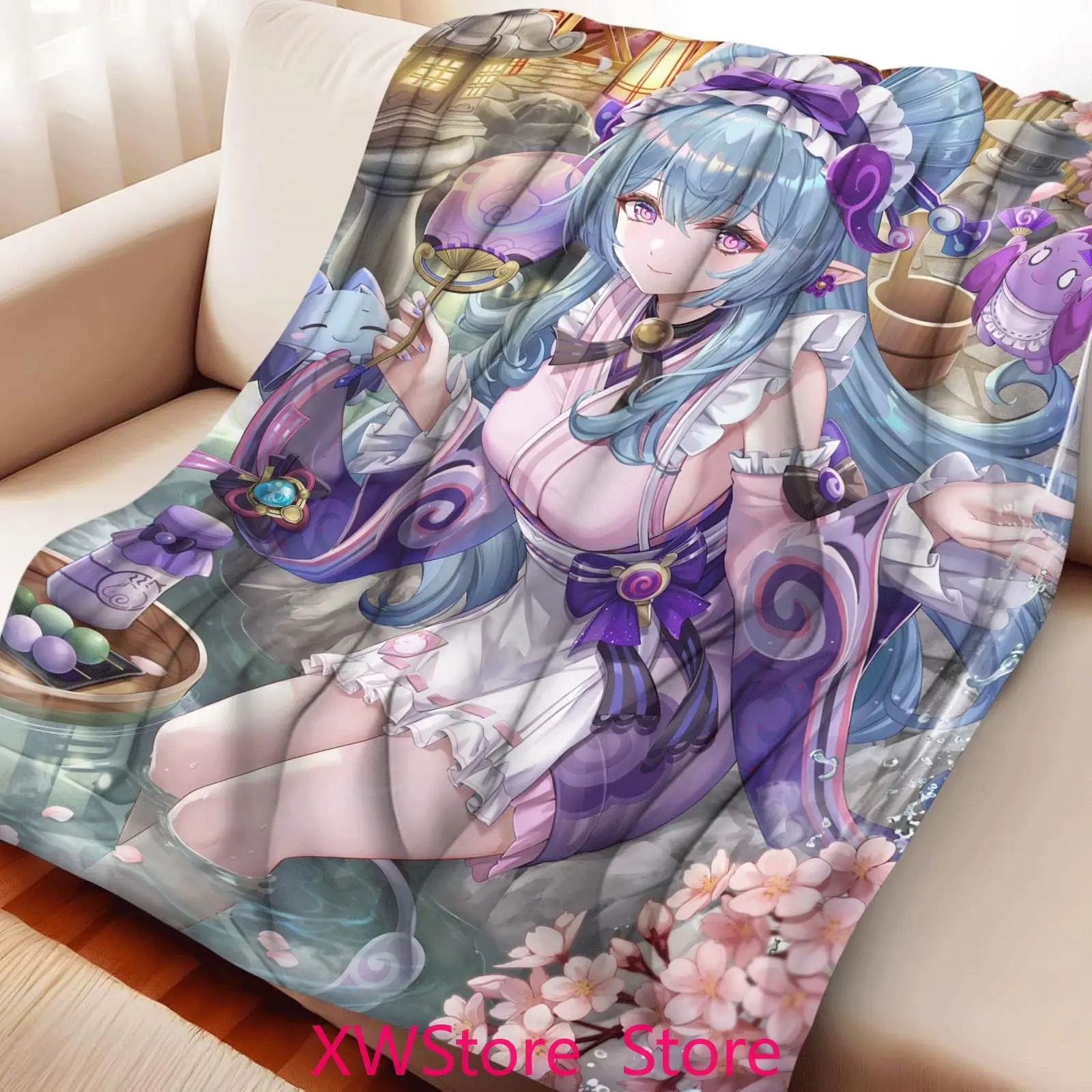 

Kawaii Anime Girl Fleece Blanket - Ultra Soft Cute Waifu Blanket for Bed Sofa Dorm Room Decor