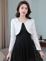 White Wedding Jacket Satin Full Long Sleeves Bride Boleros for Elegant Dresses Shawl Brridal Accessories Covered Party Woman