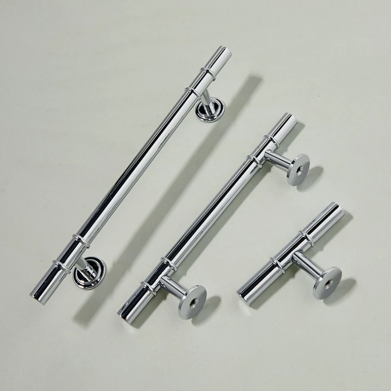 

Solid Brass Chrome Luxury Long Pulls Light Luxury Silver Furniture Handles Modern Minimalist Kitchen Cabinet Wardrobe Door Knobs