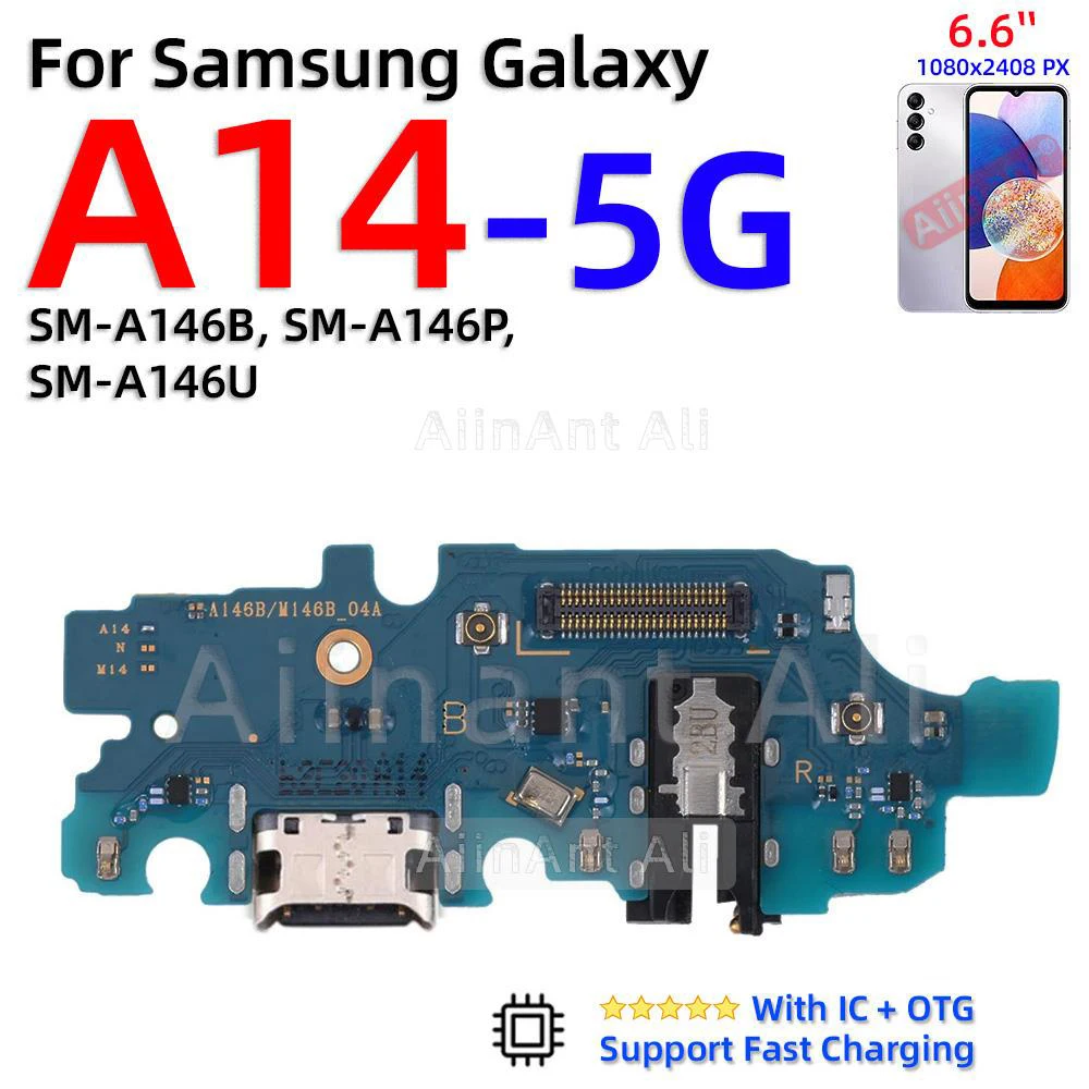 AiinAnt-conector de puerto de carga rápida, Cable flexible para Samsung Galaxy A10, A10E, A10s, A11, A12, A13, A14, 4G, 5G, pieza