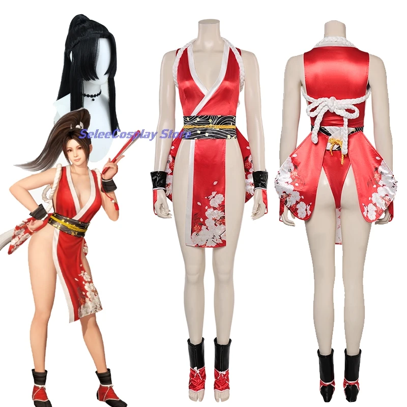 치명적인 Kof 전투 Kitana Mai Shiranui 코스프레 의상 가발 마이 애니메이션 게임 여성 섹시한 드레스 코스프레 할로윈 파티 롤 플레잉 2025