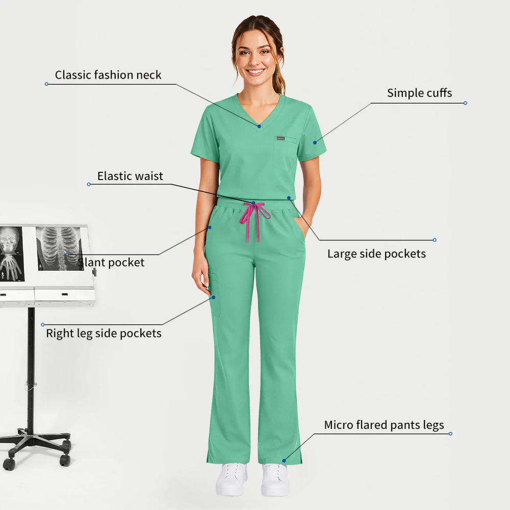 Niaahinn Nursing Scrubs Medical Clothing Surgical Uniform Pet Clinic Nurse Work Clothes Multicolor Hospital Doctor Costume Women