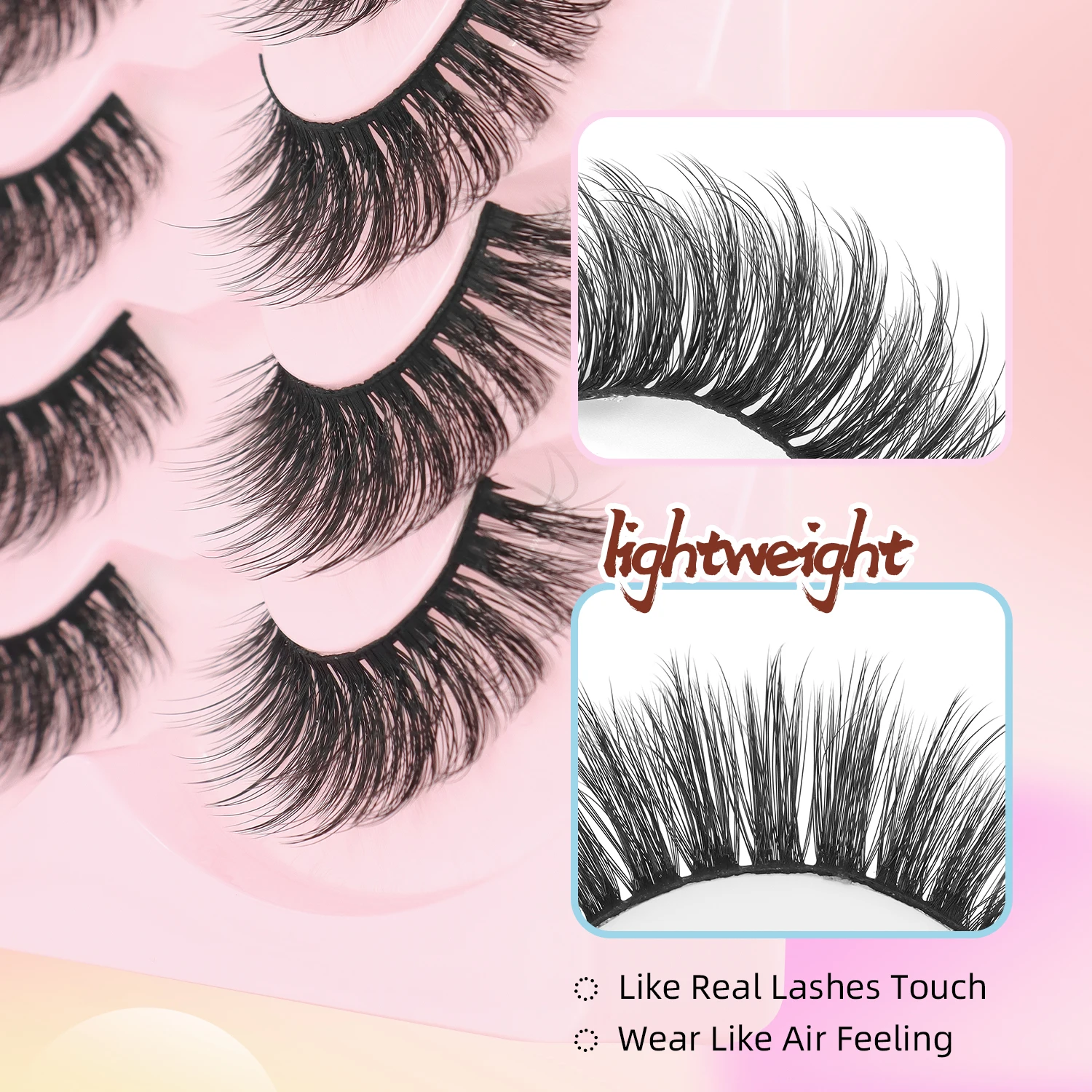 자연스럽고 길고 편안한 컬을 위한 캣아이 인조 속눈썹 7쌍 세트로 쉽게 적용할 수 있으며 초보자에게 적합합니다.