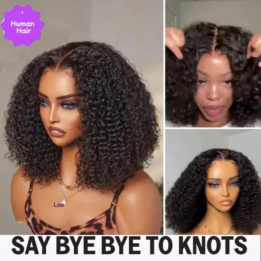 5x5 Glueless Wig Human Hair Deep Wave Bob Wig 13x6 Lace Frontal Wig Wear And Go Kinky Curly Short Bob Wig for Women 230 Density