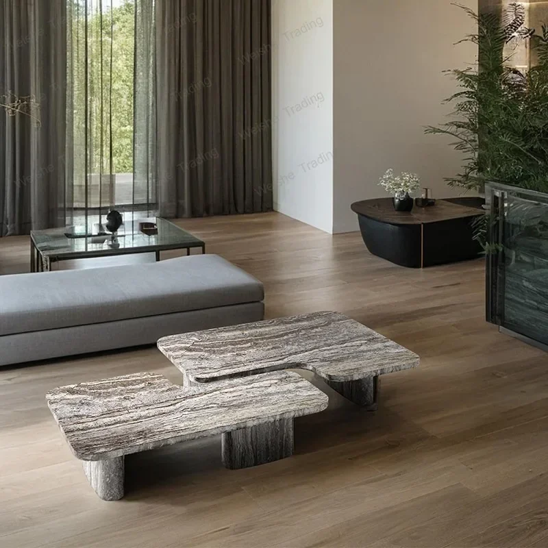 Natural marble coffee table living room modern light luxury home splicing luxury stone coffee table