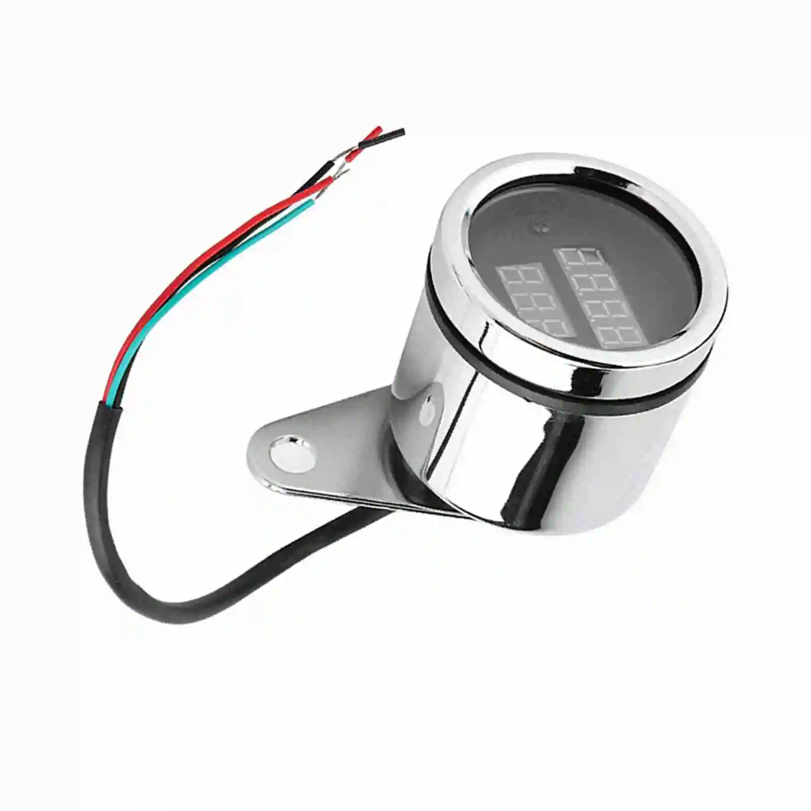 2 in 1 Motorcycle LED Digital Voltmeter Tachometer Gauge Metal Odometer Speedometer