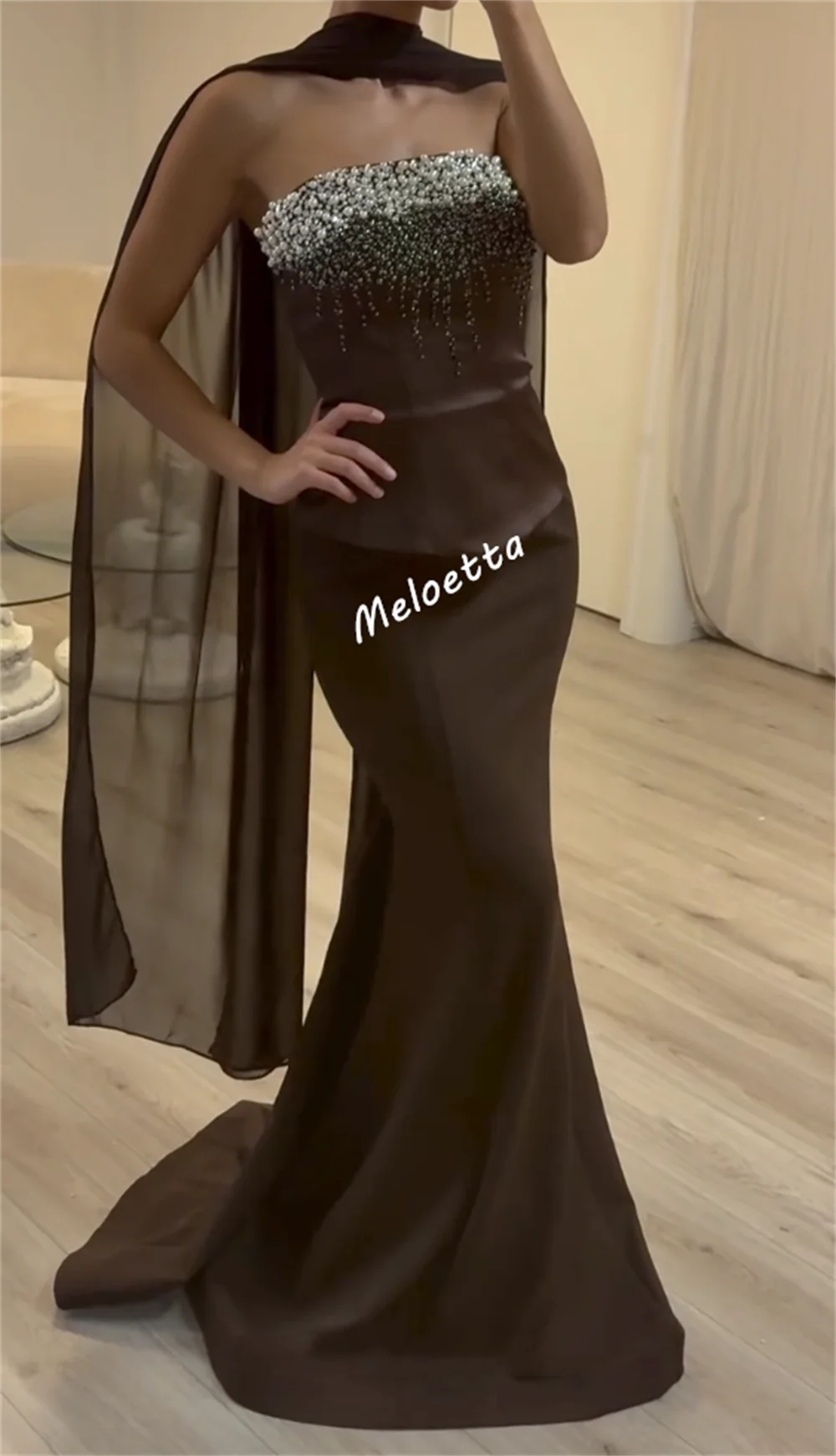 Customized High Quality Luxury Evening Dress Beading Bespoke Occasion Strapless Mermaid Long Dresses Elegant Party Glitter image 2