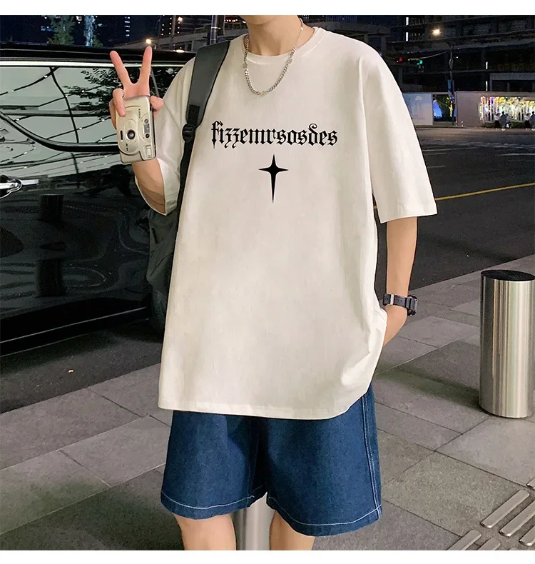 Футболка мужская с графическим принтом и коротким рукавом, из чистого хлопка