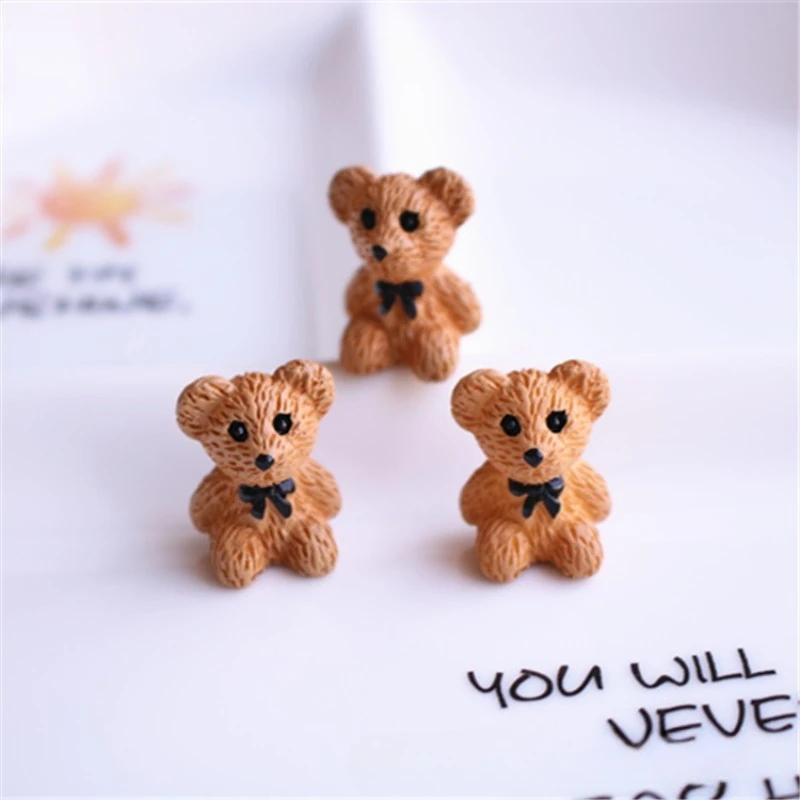 5pcs Mini Bear Cute 3D Bear Resin Model Ornament DIY Accessories Mini Dollhouse Decor Desktop Ornaments Decoration