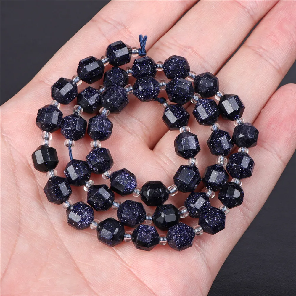 Factory price Natural Blue SandStone Bead Faceted Round Tube Shape Loose Spacer Beads For Jewelry Making DIY Bracelets Earrings