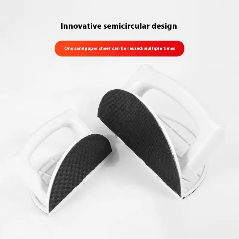 1 Set Plastic Corner Sander Ergonomic Handheld Tool For Woodworking DIY Projects Self Adhesive Half Circle Sanding Pad Holder