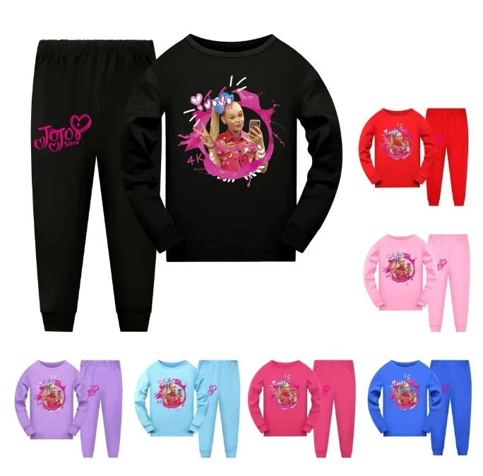 Children Homewear JOJO SIWA Cartoon Sleepwear Kids Pajamas For Boys Nightwear Clothes Tops+Pants Set Girls Pyjama Outfits